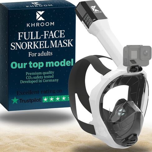 Khroom Full Face Snorkel Mask Adults | CO2-Safe Snorkeling Mask for Adults | 3X Larger Air Intake for Easy Breathing | Anti-Fog 180° View | Adult Snorkel Mask for Men & Women in Kuwait
