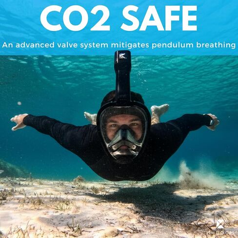 Khroom Full Face Snorkel Mask Adults | CO2-Safe Snorkeling Mask for Adults | 3X Larger Air Intake for Easy Breathing | Anti-Fog 180° View | Adult Snorkel Mask for Men & Women in Kuwait