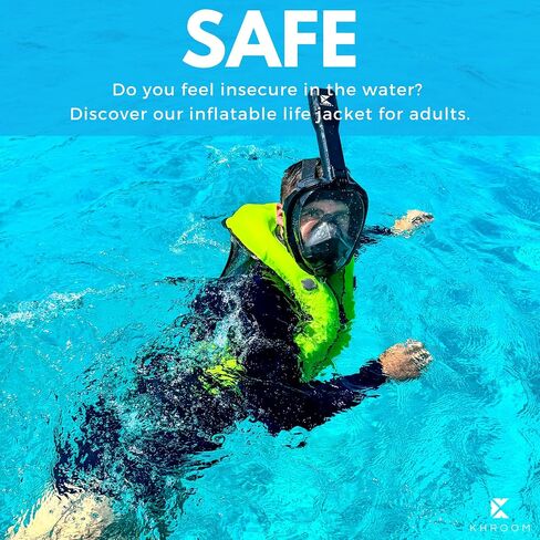 Khroom Full Face Snorkel Mask Adults | CO2-Safe Snorkeling Mask for Adults | 3X Larger Air Intake for Easy Breathing | Anti-Fog 180° View | Adult Snorkel Mask for Men & Women in Kuwait