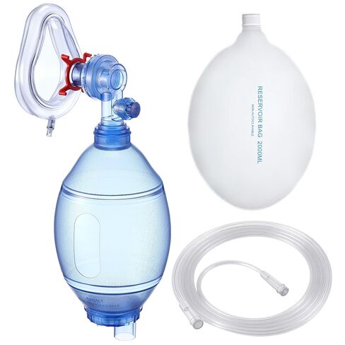 CPR Manual Resuscitation Training Kit, Training BVM Set, Includes 1 Adult/Child CPR Practice Kit, 1 Squeeze Bag, 1 Reservoir Bag, BVM Set Practice Only Use in Kuwait