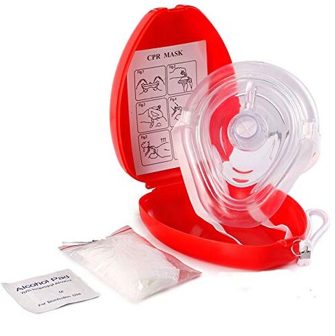 ASA TECHMED Medical First Aid CPR Mask for Adult/Kids Pocket Resuscitator with One-Way Valve — Hard Case with Wrist Strap, Gloves, Wipes and 2 Keychain CPR Face Shield Approved in Kuwait