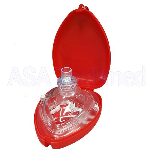 ASA TECHMED Medical First Aid CPR Mask for Adult/Kids Pocket Resuscitator with One-Way Valve — Hard Case with Wrist Strap, Gloves, Wipes and 2 Keychain CPR Face Shield Approved in Kuwait