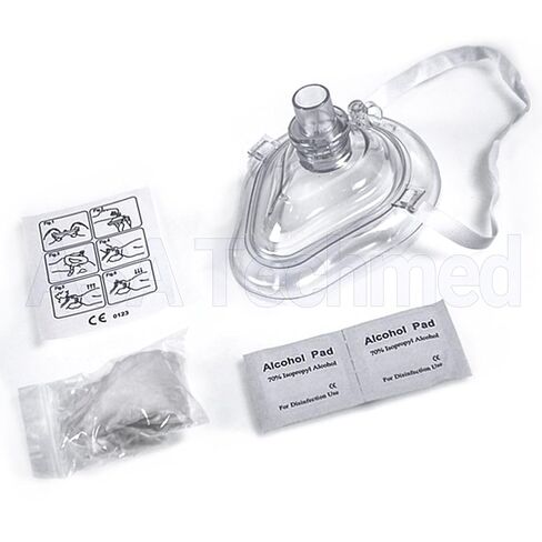 ASA TECHMED Medical First Aid CPR Mask for Adult/Kids Pocket Resuscitator with One-Way Valve — Hard Case with Wrist Strap, Gloves, Wipes and 2 Keychain CPR Face Shield Approved in Kuwait