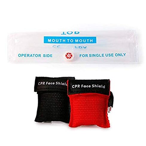 ASA TECHMED Medical First Aid CPR Mask for Adult/Kids Pocket Resuscitator with One-Way Valve — Hard Case with Wrist Strap, Gloves, Wipes and 2 Keychain CPR Face Shield Approved in Kuwait
