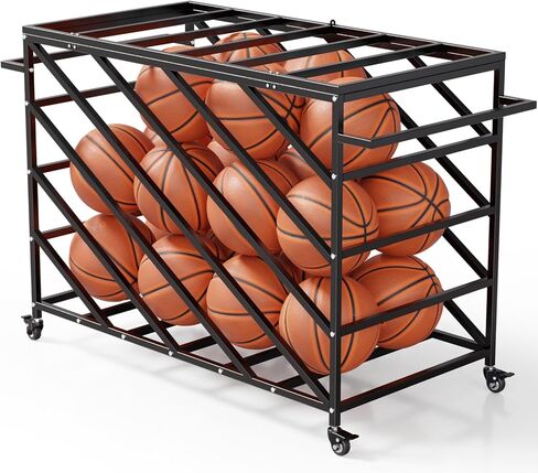 Premium Basketball Cart, Goods Premium Portable Ball Storage Locker, Basketball Rolling Cart Sports Equipment Storage with Handles and Wheels for Gym Home Garage School Court in Kuwait