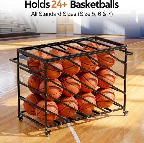 Premium Basketball Cart, Goods Premium Portable Ball Storage Locker, Basketball Rolling Cart Sports Equipment Storage with Handles and Wheels for Gym Home Garage School Court in Kuwait