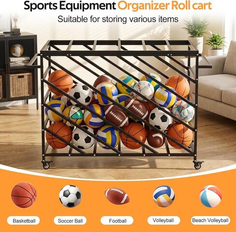 Premium Basketball Cart, Goods Premium Portable Ball Storage Locker, Basketball Rolling Cart Sports Equipment Storage with Handles and Wheels for Gym Home Garage School Court in Kuwait