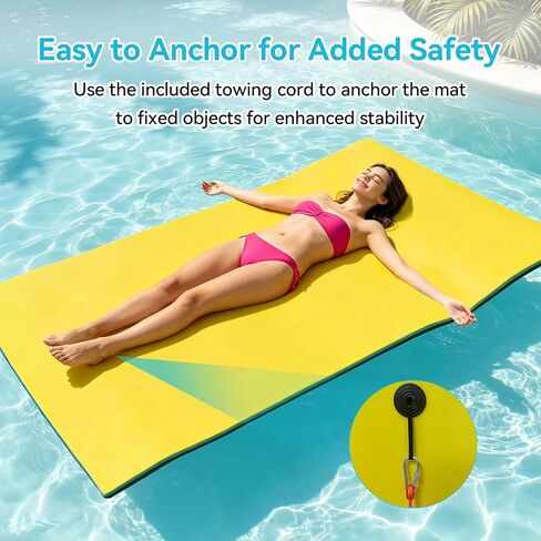 Floating Water Mat for Lake & Pool, 9x4 FT Lily Pad Float, 400 LBS 3-Layer Tear-Resistant XPE Foam Water Pad with 16.4FT Bungee Tether Boat Accessories for Sandbar, Beach, Ocean & Family Water Parties in Kuwait