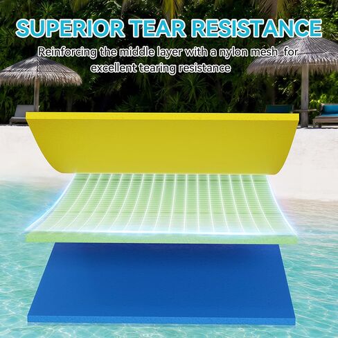 Floating Water Mat for Lake & Pool, 9x4 FT Lily Pad Float, 400 LBS 3-Layer Tear-Resistant XPE Foam Water Pad with 16.4FT Bungee Tether Boat Accessories for Sandbar, Beach, Ocean & Family Water Parties in Kuwait
