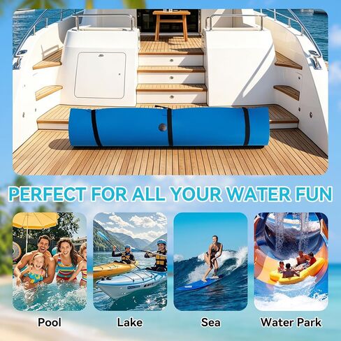 Floating Water Mat for Lake & Pool, 9x4 FT Lily Pad Float, 400 LBS 3-Layer Tear-Resistant XPE Foam Water Pad with 16.4FT Bungee Tether Boat Accessories for Sandbar, Beach, Ocean & Family Water Parties in Kuwait