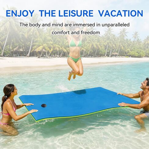 Floating Water Mat for Lake & Pool, 9x4 FT Lily Pad Float, 400 LBS 3-Layer Tear-Resistant XPE Foam Water Pad with 16.4FT Bungee Tether Boat Accessories for Sandbar, Beach, Ocean & Family Water Parties in Kuwait