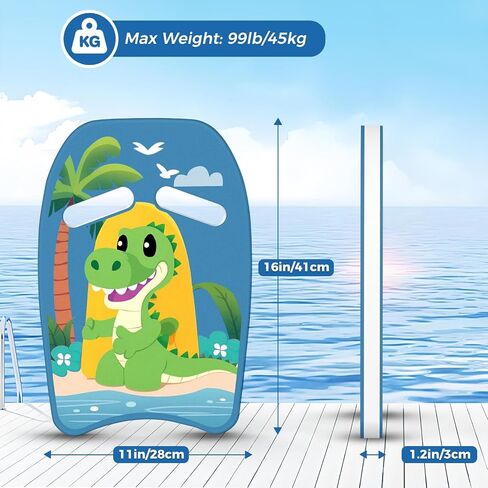 Swimming Kickboard for Kids - Cute Cartoon Dinosaur Swim Training Kick Board, Pool Exercise Aid Equipment for Children to Learn to Swim in Kuwait