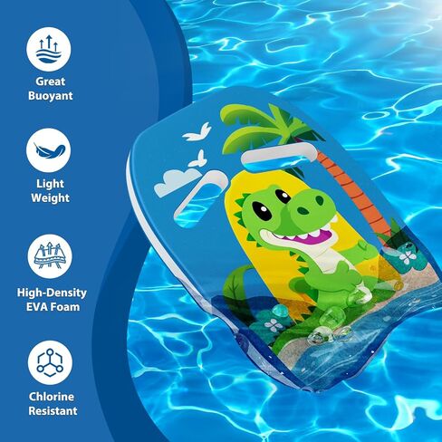 Swimming Kickboard for Kids - Cute Cartoon Dinosaur Swim Training Kick Board, Pool Exercise Aid Equipment for Children to Learn to Swim in Kuwait