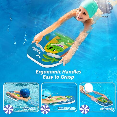 Swimming Kickboard for Kids - Cute Cartoon Dinosaur Swim Training Kick Board, Pool Exercise Aid Equipment for Children to Learn to Swim in Kuwait