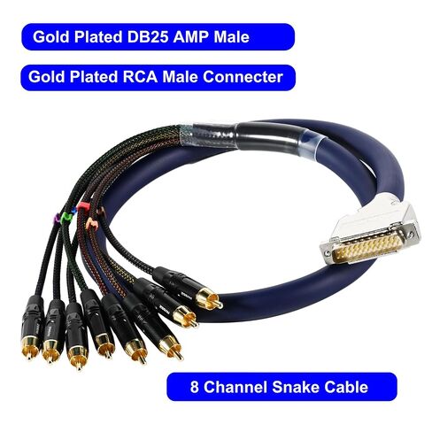 3.28ft/1m DB25 ذكر إلى 8 قنوات RCA كابل ثعبان، كابل تمديد محول صوت ستيريو احترافي منخفض الضوضاء، دبوس مطلي بالذهب in Kuwait