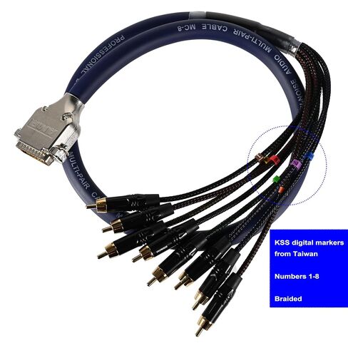 3.28ft/1m DB25 ذكر إلى 8 قنوات RCA كابل ثعبان، كابل تمديد محول صوت ستيريو احترافي منخفض الضوضاء، دبوس مطلي بالذهب in Kuwait