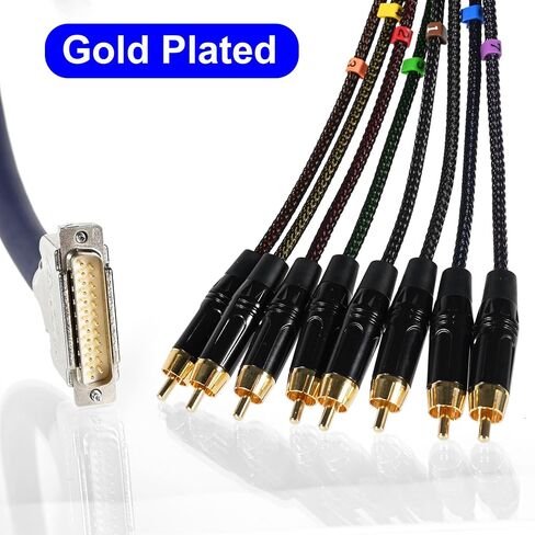 3.28ft/1m DB25 ذكر إلى 8 قنوات RCA كابل ثعبان، كابل تمديد محول صوت ستيريو احترافي منخفض الضوضاء، دبوس مطلي بالذهب in Kuwait