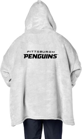 بلوفر شيربا كبير الحجم من Northwest NHL Pittsburgh Penguins Hoodler، شعار مطرز، سترة صوفية ناعمة يمكن ارتداؤها، صوف ناعم مع جيب أمامي، مقاس واحد يناسب معظم الأشخاص in Kuwait