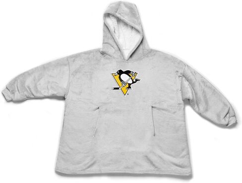 بلوفر شيربا كبير الحجم من Northwest NHL Pittsburgh Penguins Hoodler، شعار مطرز، سترة صوفية ناعمة يمكن ارتداؤها، صوف ناعم مع جيب أمامي، مقاس واحد يناسب معظم الأشخاص in Kuwait