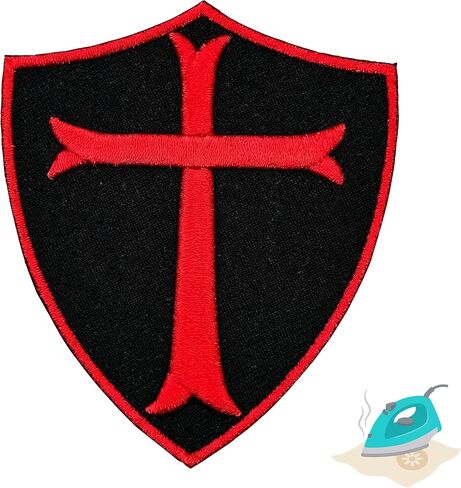 Knights Templar Crusader Iron on Patch - Secressed Cross Crusader Shield Histereds Disteres on Sew on Patches for Bules و Clothing و Joens و Hat و Backpacks و Walks و Hats و Jackets (3 ") in Kuwait