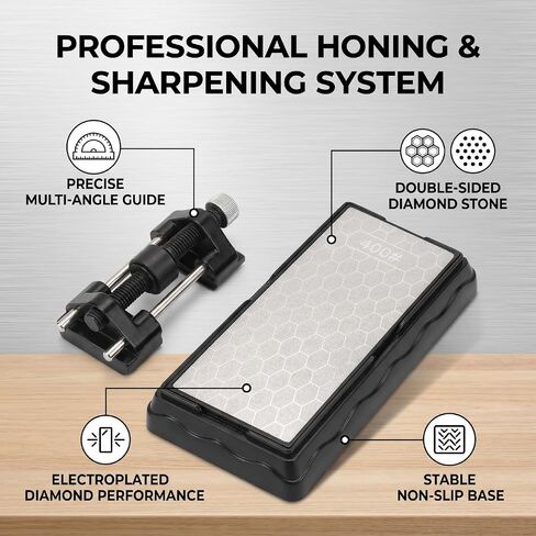 Fockety Diamond Sharpening Stone, Double Sided Diamond Whetstone Honing Guide Chisel Sharpening Jig for Chisels Planes Kitchen Tools in Kuwait