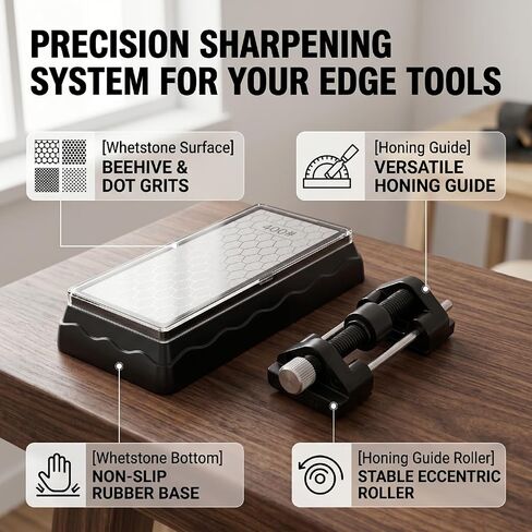 Fockety Diamond Sharpening Stone, Double Sided Diamond Whetstone Honing Guide Chisel Sharpening Jig for Chisels Planes Kitchen Tools in Kuwait