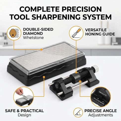 Fockety Diamond Sharpening Stone, Double Sided Diamond Whetstone Honing Guide Chisel Sharpening Jig for Chisels Planes Kitchen Tools in Kuwait