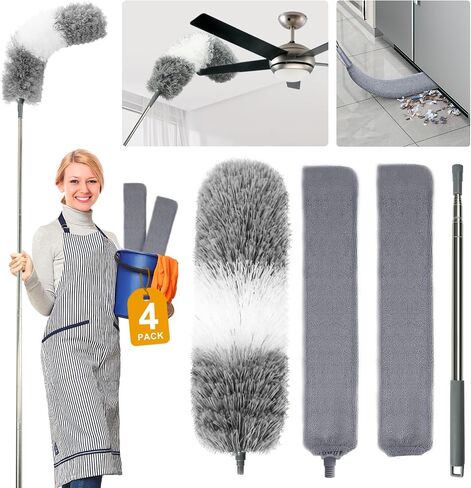 Retractable Gap Dust Cleaner Cleaning Tools with 2 Microfiber Dusting Cloths Long Handle 60inches Washable and Retractable Duster Brush for Cleaning Under Appliances Furniture Couch Fridge in Saudi Arabia