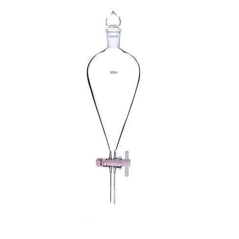 500ml,24/40,Glass Separatory Funnel,Pear Shape,PTFE Stopcock,Straight Drop Tube in Kuwait