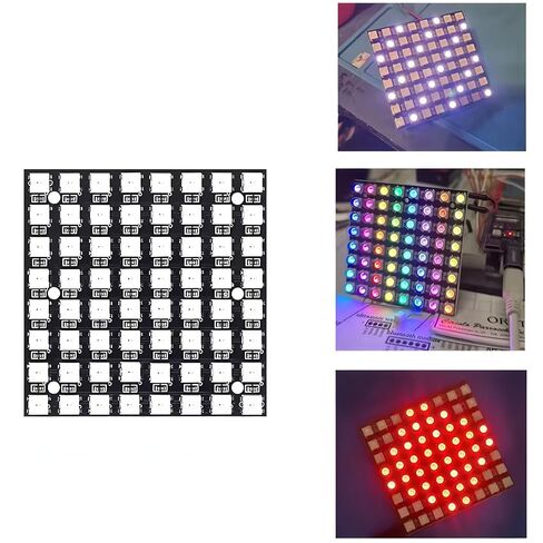 2PCS WS2812B 8x8 LED Matrix WS2812 8x8 64-Bit RGB كامل اللون 5050 LED مصباح لوحة ضوء مع إضاءة ممتازة، وحدات عرض رقمية قابلة للعنونة لمشاريع Arduino Pi in Kuwait
