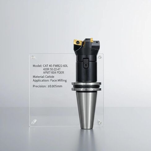 CAT40-FMB22-60 ساق مطحنة نهاية الوجه و400R-50-22-4T 50 مم (2 بوصة) قاطع مطحنة وجه قابل للفهرسة بأربعة فلوت، تتضمن 10 قطع APMT1604 كربيد ومفتاح T15 للطحن باستخدام الحاسب الآلي in Kuwait