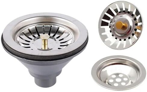 1pc Caravan Sink Drain Strainer Sink Waste Outlet 1.1/4" - 3/4" Straight Plug Hole Food Catcher Basket for Motorhome Campervan in Kuwait