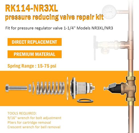 RK114-NR3XL طقم تصليح صمام تخفيض الضغط لاستبدال نماذج NR3 وNR3XL صمامات منظم الضغط 1-1/4'' in Kuwait