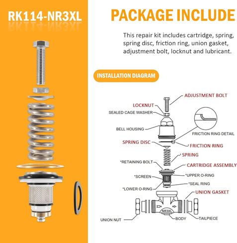 RK114-NR3XL طقم تصليح صمام تخفيض الضغط لاستبدال نماذج NR3 وNR3XL صمامات منظم الضغط 1-1/4'' in Kuwait