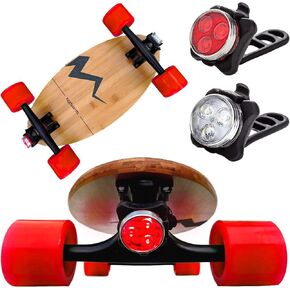 Eggboards Mini Longboard مع ملحقات مصابيح LED - لوح طويل صغير من الخيزران مزود بإضاءة LED أمامية وخلفية. رائعة للبالغين والأطفال للتزلج في أي مكان وفي أي مكان in Kuwait