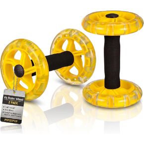 عجلة POPETPOP Ab Roller ذات العجلات المزدوجة للتدريب الأساسي، أسطوانة عضلات البطن لعضلات البطن، مقابض غير قابلة للانزلاق، معدات تمرين محمولة لصالة الألعاب الرياضية المنزلية in Kuwait