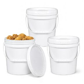 DEMORA 2.6 Gallon White Opaque Plastic Bucket with Lids, 3 Pack, Heavy Duty Food Grade Pail, Large Storage Container for Water, Ice & Household Cleaning in Kuwait