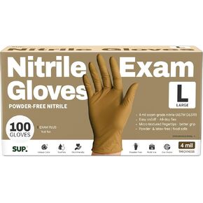 SUP Powder-Free Nitrile Exam Gloves, 100/1000 Ct Food Safe Latex-Free Disposable Glove Medical Cooking Cleaning Food Prep Tan in Kuwait