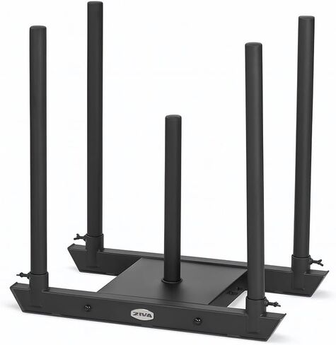 ZIVA Steel Performance Sled، أسود، قضبان دفع مزدوجة الجوانب، 2.8 لتر × 1.6 عرض × 3 ارتفاع، 57 رطلاً، عمود تحميل مركزي يناسب 10 ألواح ممتصة للصدمات، لتدريب القوة والتكييف in Kuwait