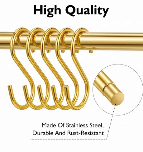 50 Pcs Gold S Hooks, S Shaped Hooks for Hanging Heavy Duty Iron Mini S-Shaped Hangers, 1.57 x 0.79 Inches (Gold) in Kuwait