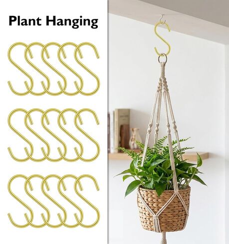 50 Pcs Gold S Hooks, S Shaped Hooks for Hanging Heavy Duty Iron Mini S-Shaped Hangers, 1.57 x 0.79 Inches (Gold) in Kuwait