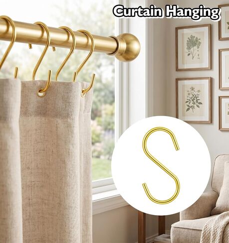 50 Pcs Gold S Hooks, S Shaped Hooks for Hanging Heavy Duty Iron Mini S-Shaped Hangers, 1.57 x 0.79 Inches (Gold) in Kuwait