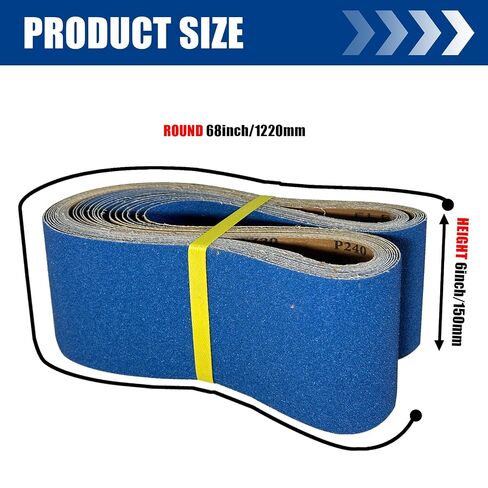 6 x 48 Inch Sanding Belts, 15 Pcs Mixed Grit 60/80/120/180/240, Aluminum Oxide Abrasive Sandpaper Belts for Belt Sanders, Woodworking Polishing & Grinding in Kuwait