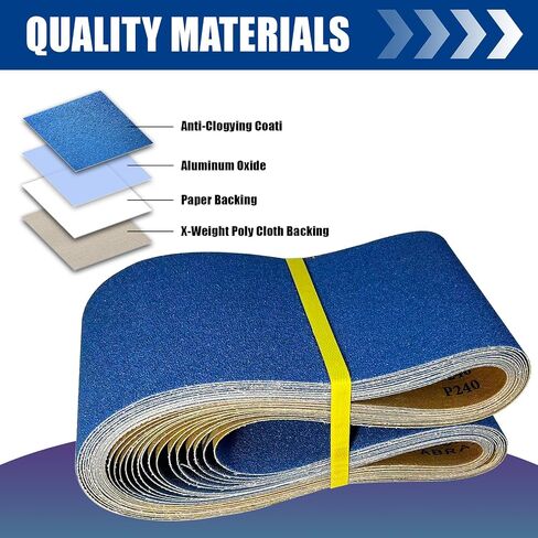 6 x 48 Inch Sanding Belts, 15 Pcs Mixed Grit 60/80/120/180/240, Aluminum Oxide Abrasive Sandpaper Belts for Belt Sanders, Woodworking Polishing & Grinding in Kuwait
