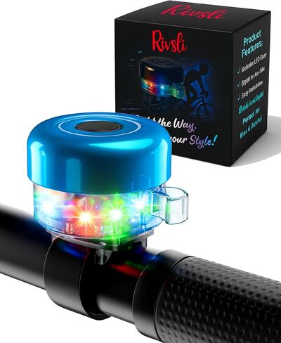 جرس دراجة مضيء بإضاءة LED للأطفال والكبار، جرس دراجة بصوت عالٍ ونقي مع 3 أوضاع إضاءة، إكسسوارات جرس دراجة بحزام قابل للتعديل قابلة لإعادة الشحن تناسب معظم دراجات المدينة والدراجات الجبلية BMX in Kuwait