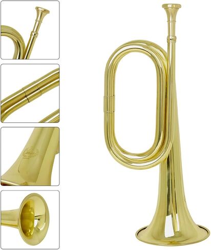 PartyKindom Copper Bugle Trumpet Golden Brass Musical Instrument for Beginners and Professionals, Easy to Play Band Trumpet with Long Serving Time for Orchestra and Band Practice in Kuwait