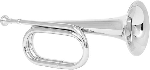 HOMSFOU Copper Bugle Lightweight Beginner Bugle for Students Easy to Play Military Band Instrument Silver Finish for Orchestra and Marching in Kuwait