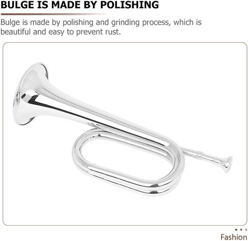 HOMSFOU Copper Bugle Lightweight Beginner Bugle for Students Easy to Play Military Band Instrument Silver Finish for Orchestra and Marching in Kuwait