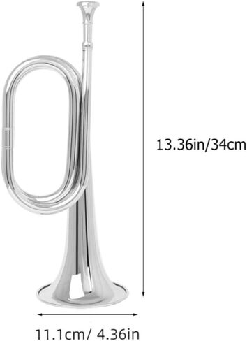 HOMSFOU Copper Bugle Lightweight Beginner Bugle for Students Easy to Play Military Band Instrument Silver Finish for Orchestra and Marching in Kuwait