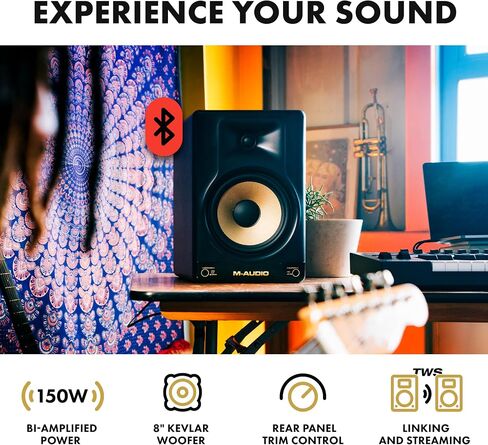 M-AUDIO Forty Eighty 8" Studio Monitor Speaker for Production and Mixing with Precision DSP Crossover, EQ, Control App and Bluetooth in Kuwait